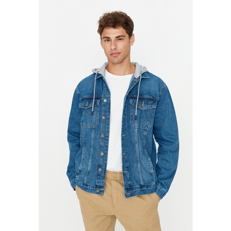 Trendyol Indigo Regular Fit Knitted Hooded Denim Jacket