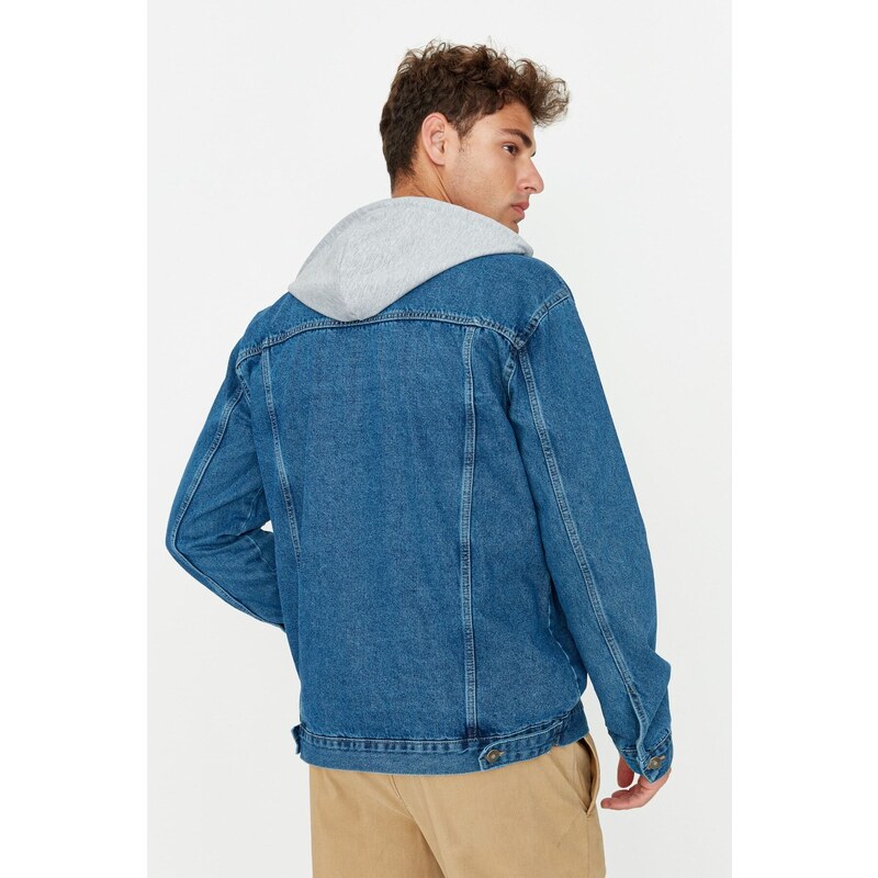 Trendyol Indigo Regular Fit Knitted Hooded Denim Jacket