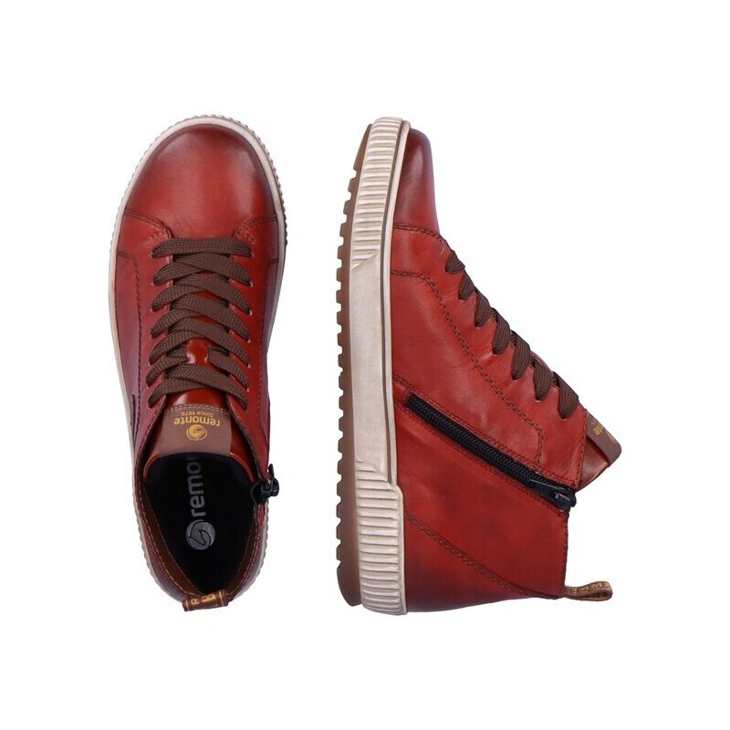 Dámská kožená módní kotníková obuv Remonte D0771-38 červená