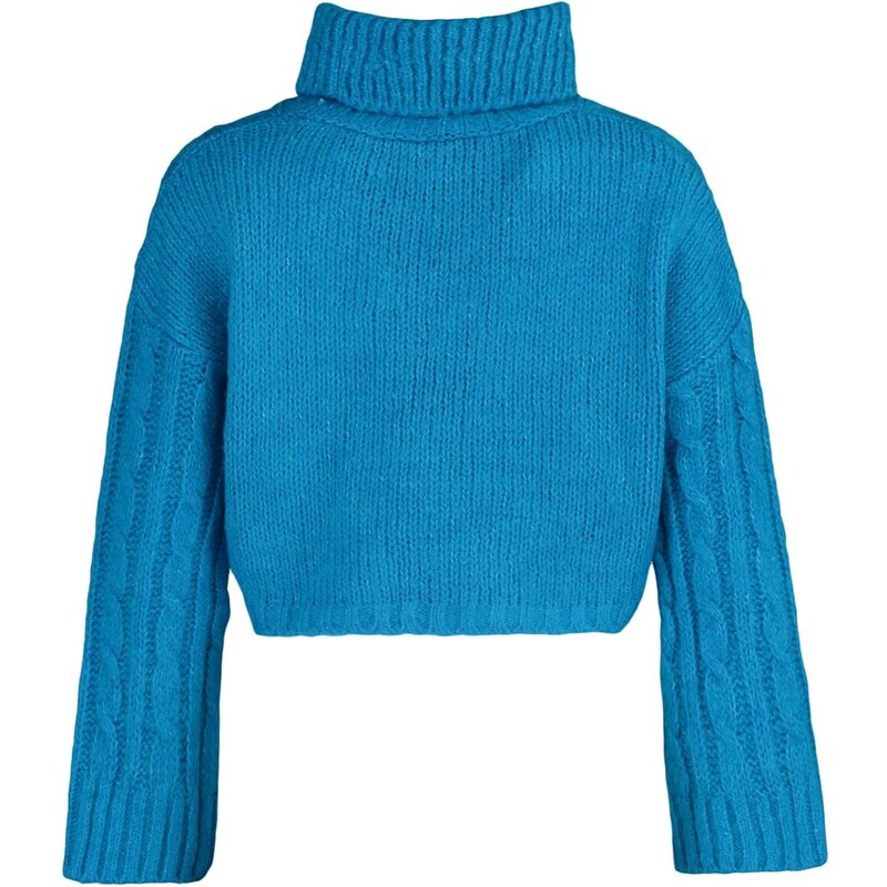 Trendyol Blue Crop Rolák pletený svetr