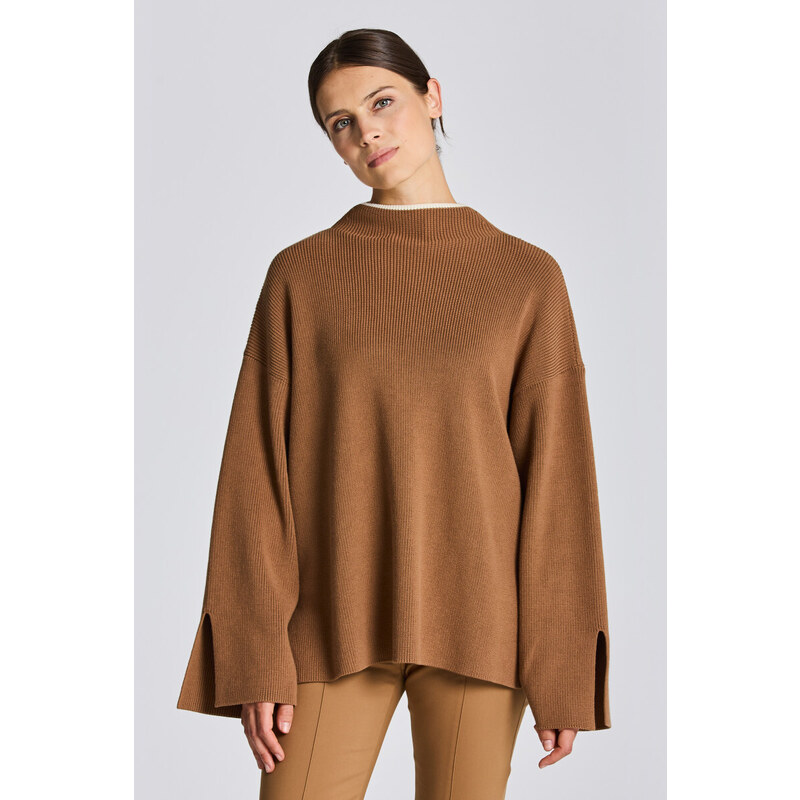 SVETR GANT D1. RIB MOCK NECK SWEATER hnědá S