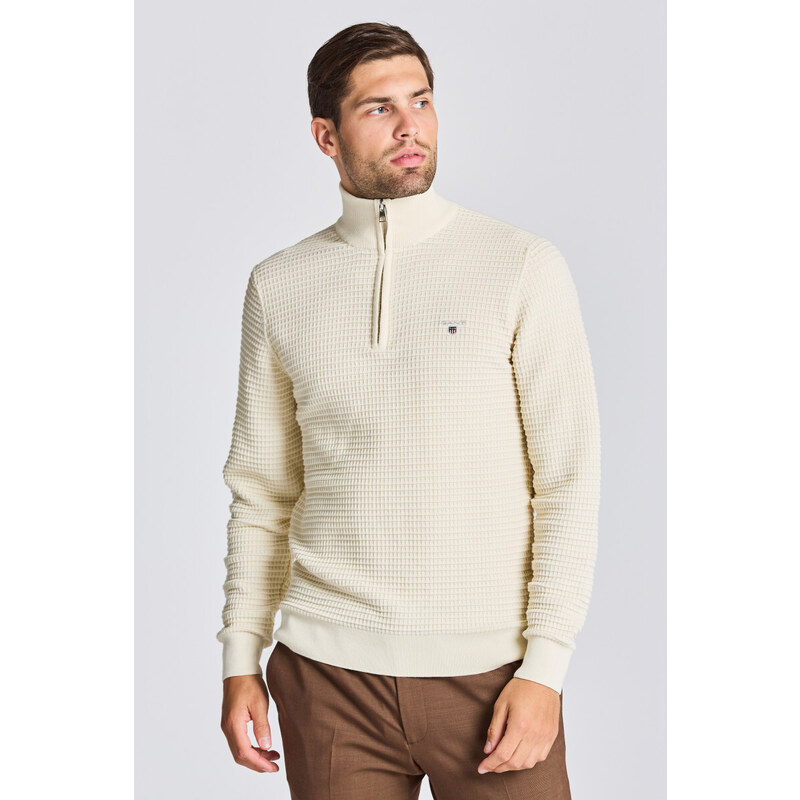 SVETR GANT D1. COTTON TEXTURE HALFZIP bílá XXXL