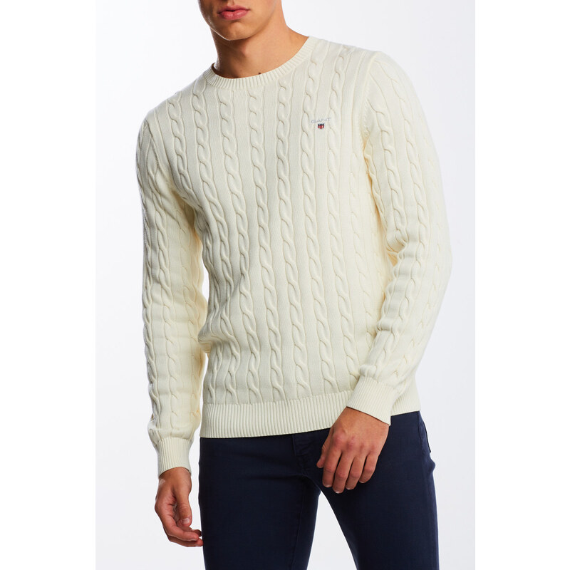 SVETR GANT COTTON CABLE C-NECK bílá XXL