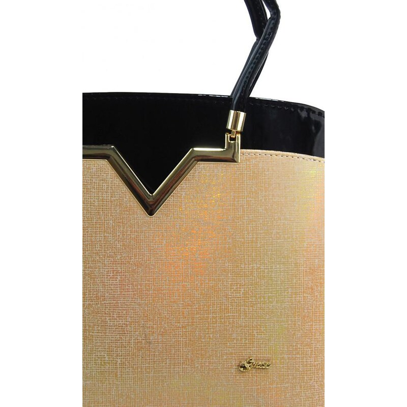 Barebag Elegantní lakovaná kabelka S482 černá-zlatá GROSSO
