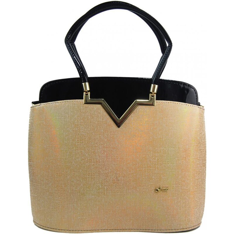 Elegantní lakovaná kabelka S482 černá-zlatá GROSSO 73085766