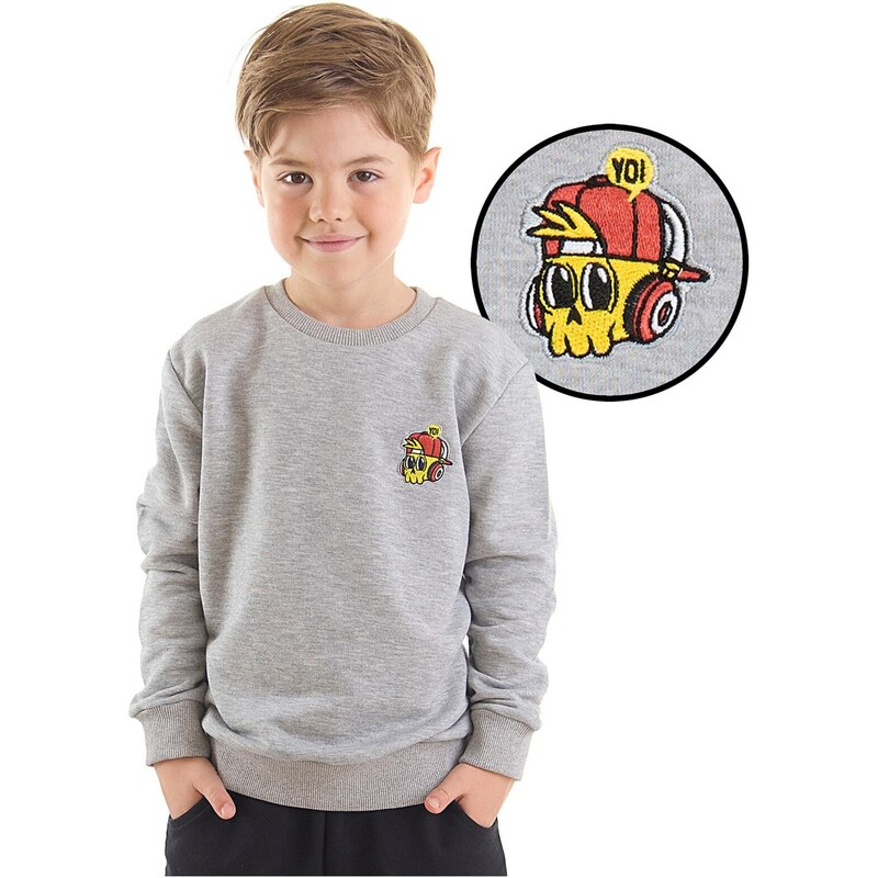 mshb&g Mushi Skull Boy Gray Sweatshirt