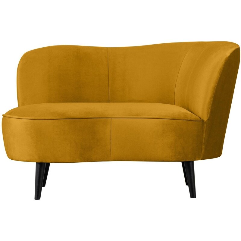 Hoorns Okrově žluté sametové lounge křeslo Norma 112 cm, pravé