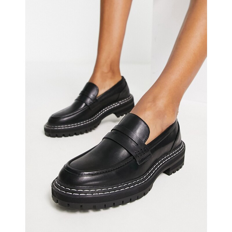 ONLY loafer with contrast stitching in black 98097890