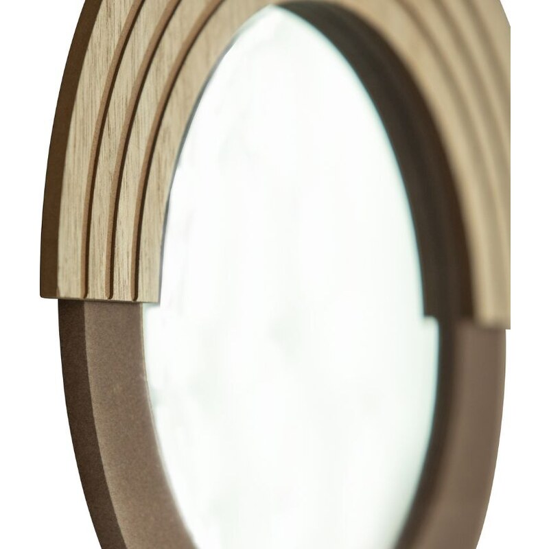 Hoorns Dřevěné kulaté nástěnné zrcadlo Zebina 29 cm