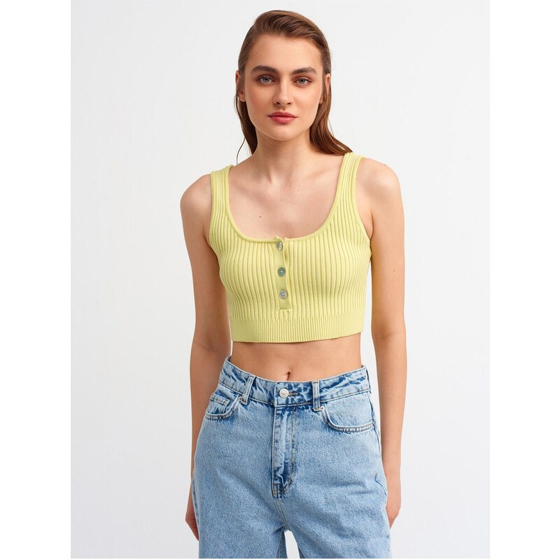 Dilvin Women's Yellow Tank Top with Pops and Buttons