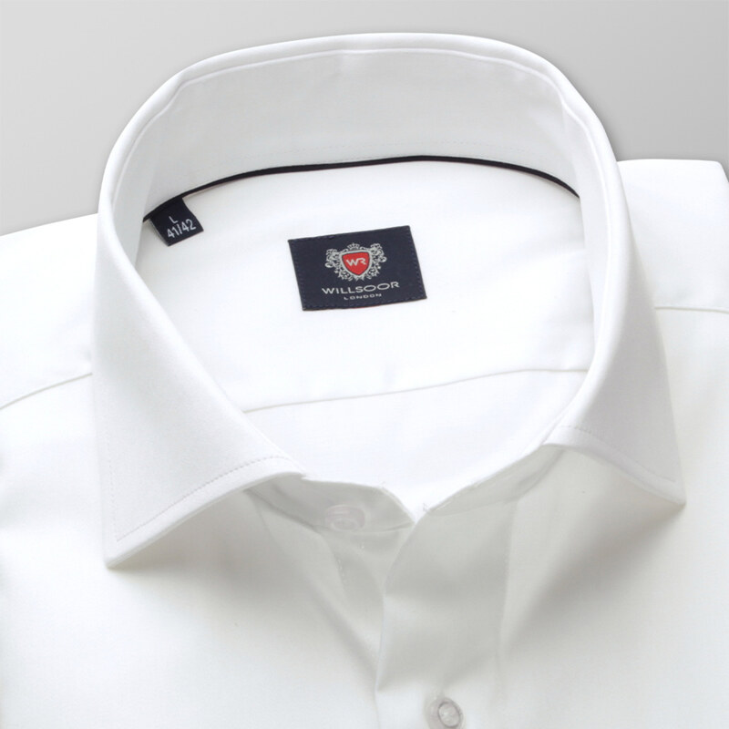 Willsoor Pánská košile slim fit bílé barvy s hladkým vzorem 14137