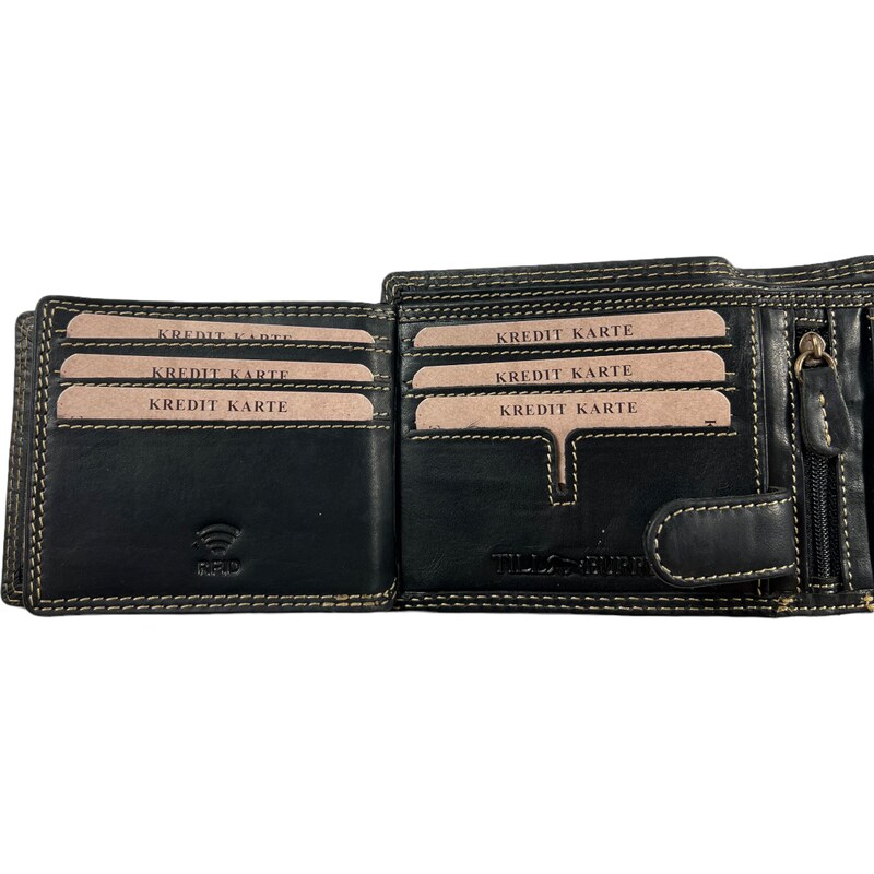 Tillberg Celokožená peněženka s křídly černá 2568