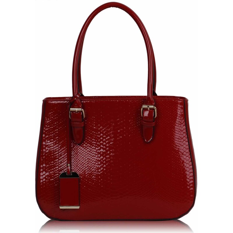 LS Fashion Červená elegantní lesklá kabelka LS00176 červená