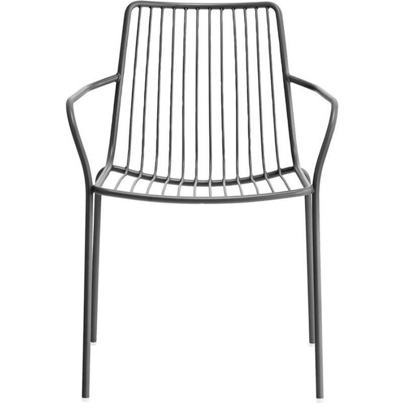 Pedrali Antracitově šedá kovová zahradní židle Nolita 3656 s područkami