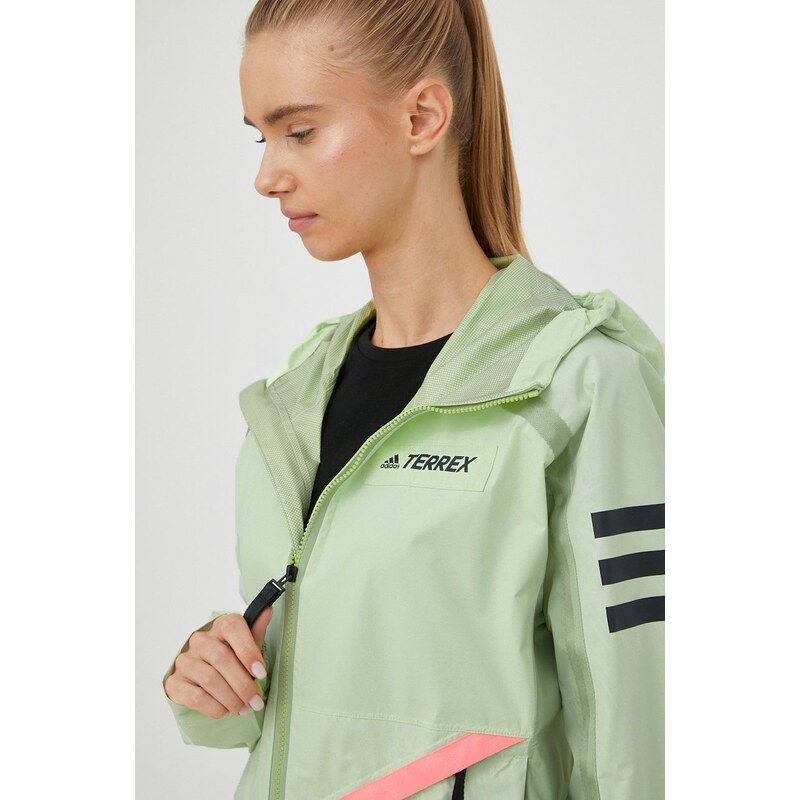 Nepromokavá bunda adidas TERREX Utilitas dámská, zelená barva, zimní