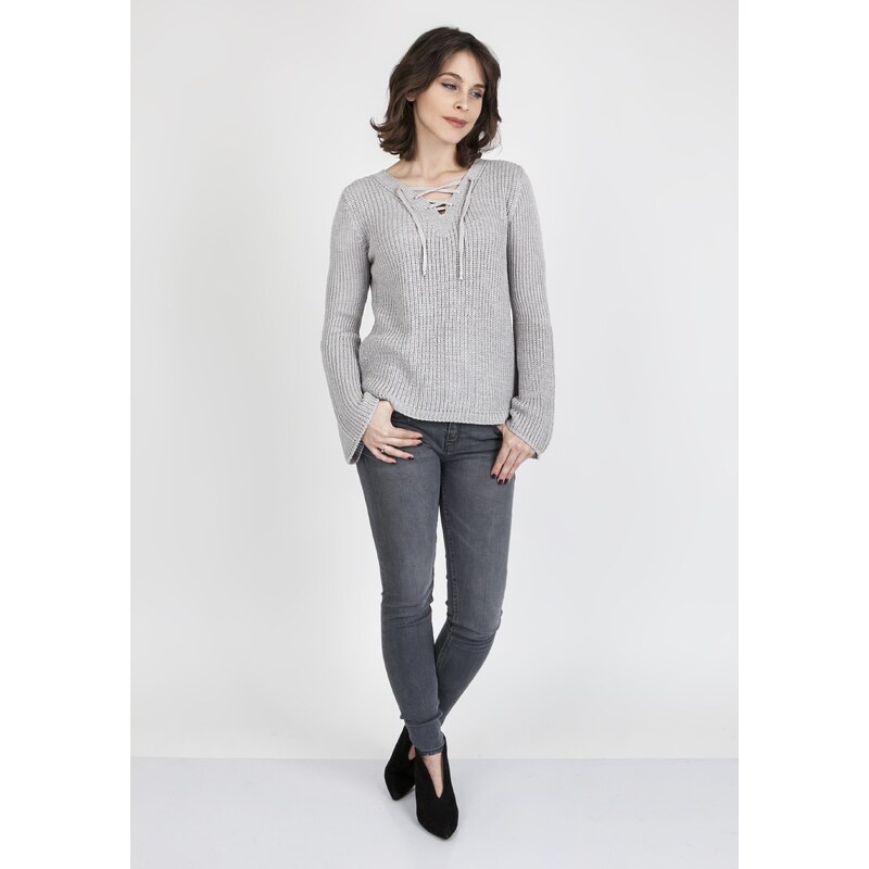 MKMSwetry Dámský svetr Kylie SWE 117 Sweater Grey - MKMSwetters