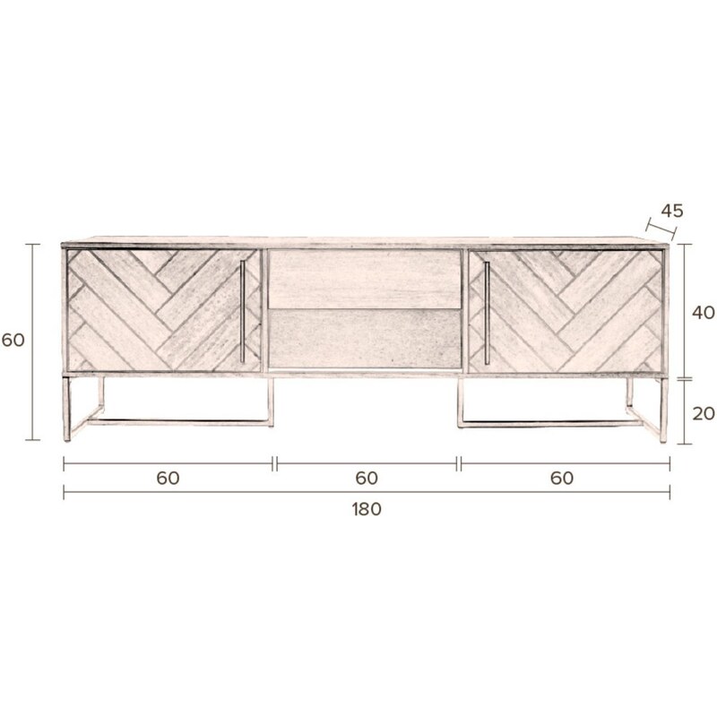 Dubový TV stolek DUTCHBONE Class 180 x 45 cm