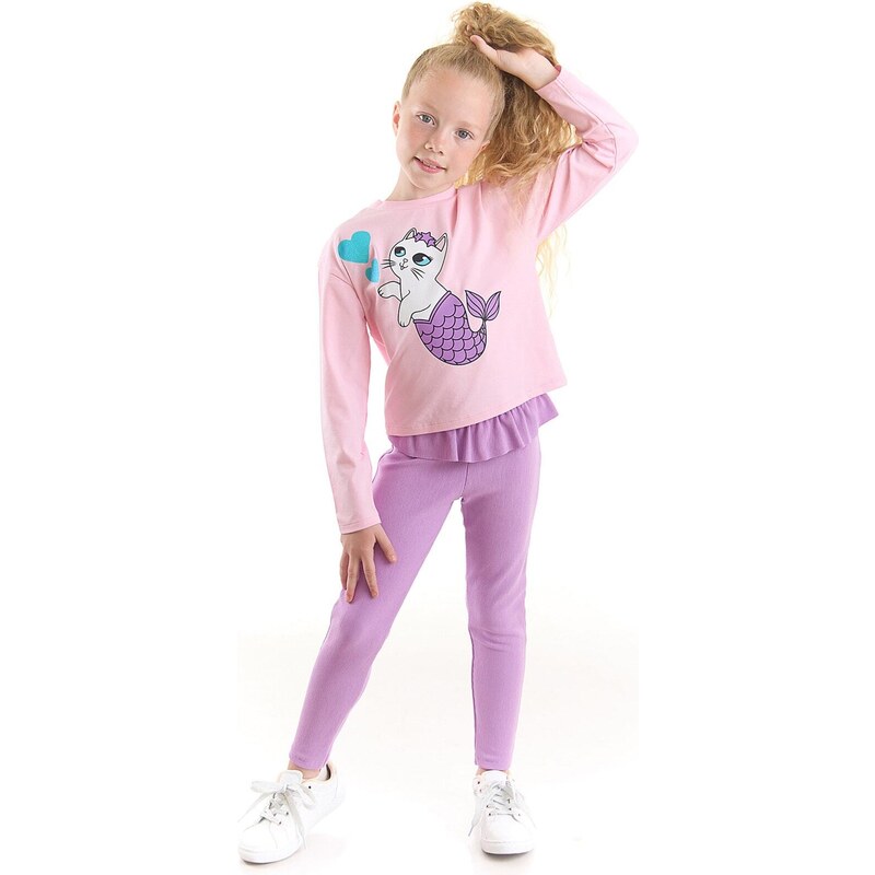 mshb&g Sea Cat Girl's T-Shirt Tights Set