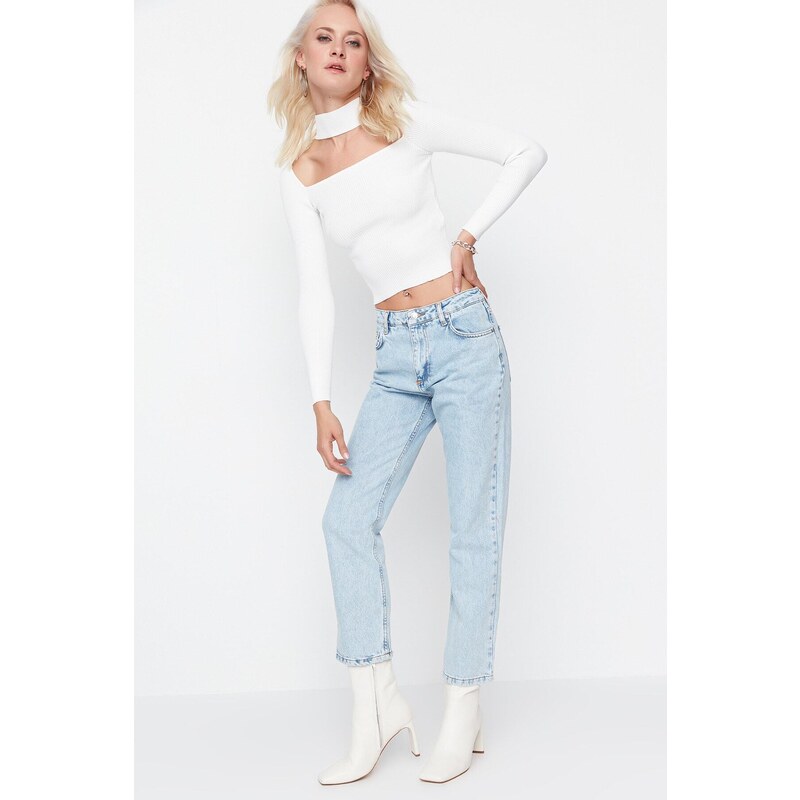 Trendyol Blue High Waist Straight Jeans