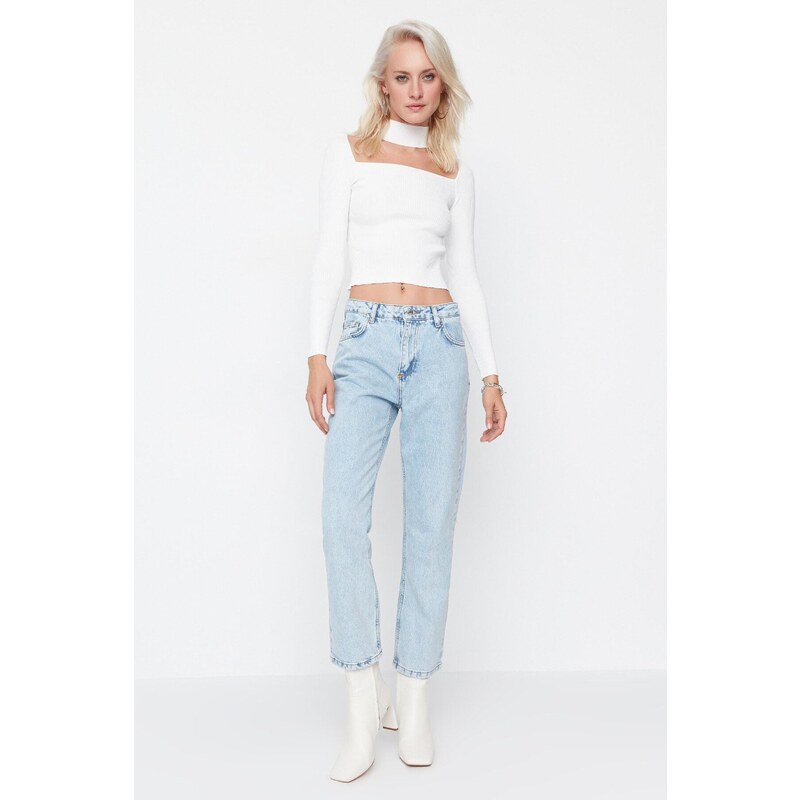 Trendyol Blue High Waist Straight Jeans