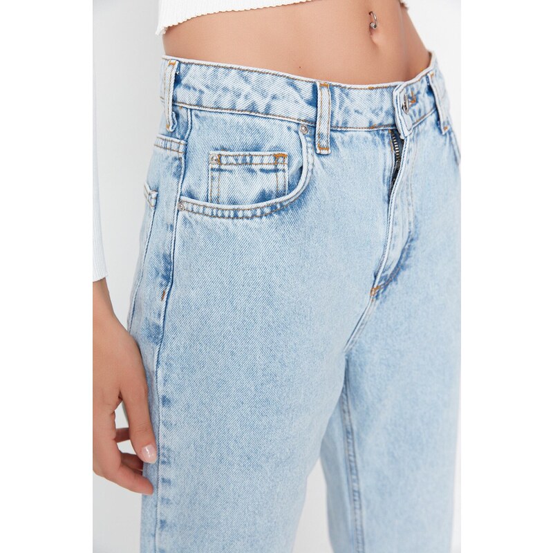 Trendyol Blue High Waist Straight Jeans