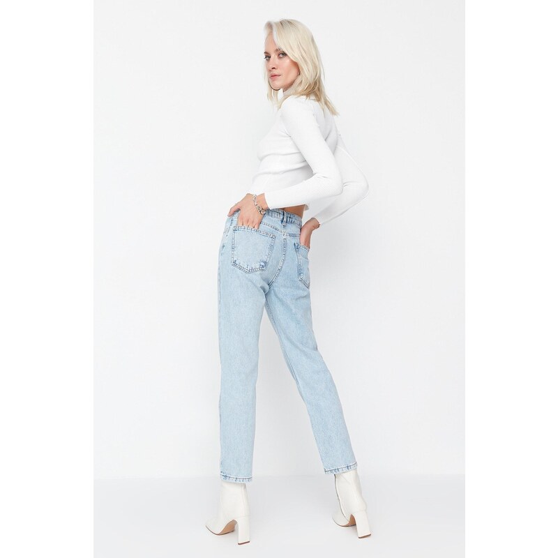 Trendyol Blue High Waist Straight Jeans