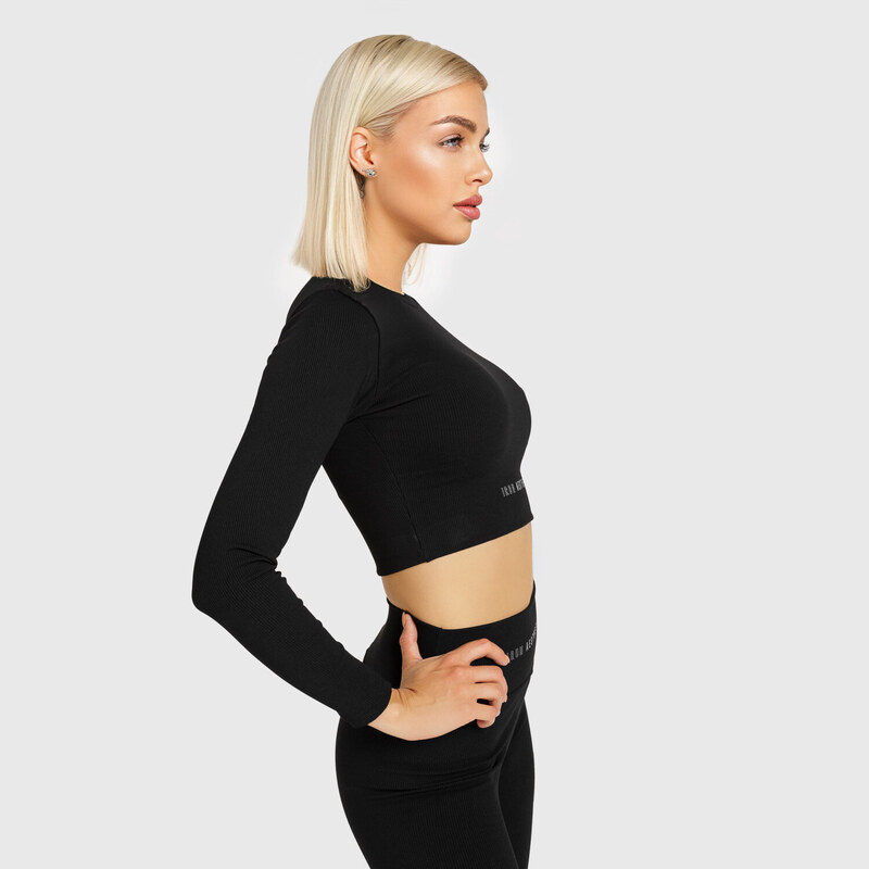 Dámský Crop Top Iron Aesthetics Rib, černý