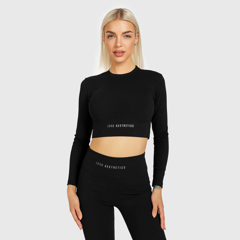 Dámský Crop Top Iron Aesthetics Rib, černý