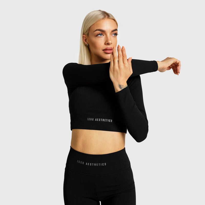 Dámský Crop Top Iron Aesthetics Rib, černý