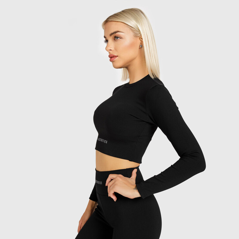 Dámský Crop Top Iron Aesthetics Rib, černý