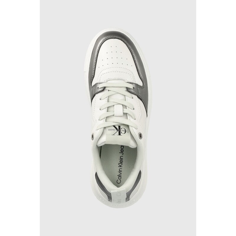 Sneakers boty Calvin Klein Jeans Chunky Cupsole Laceup Metallic bílá barva