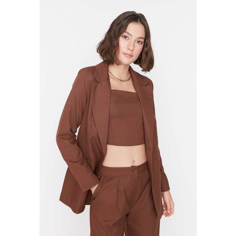 Trendyol Brown Woven Lined Blazer Jacket