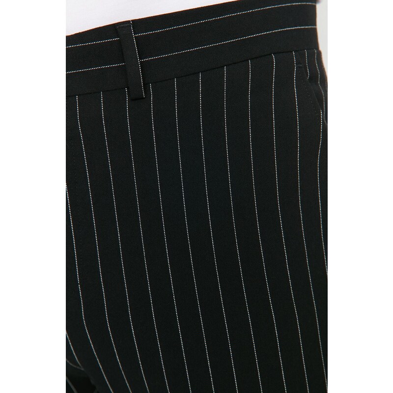 Trendyol Black Men's Regular Fit Striped Trousers