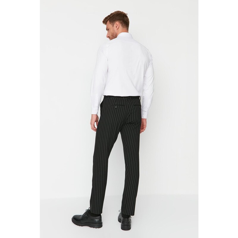 Trendyol Black Men's Regular Fit Striped Trousers