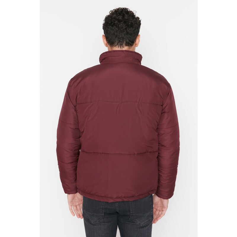 Trendyol Burgundy Regular Fit Péřový zimní kabát