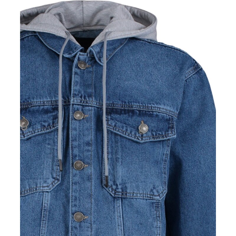 Trendyol Indigo Regular Fit Knitted Hooded Denim Jacket