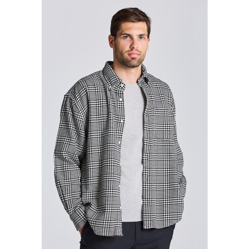 KOŠILE GANT D1. OS COTTON HOUNDSTOOTH SHIRT černá XL