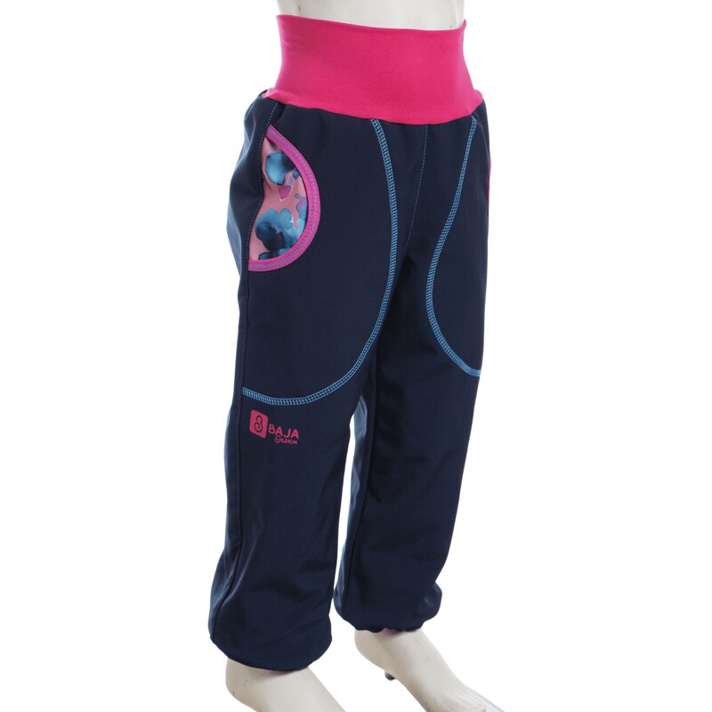 BajaDesign Zimní softshellové kalhoty holky, tm. modré + lilie