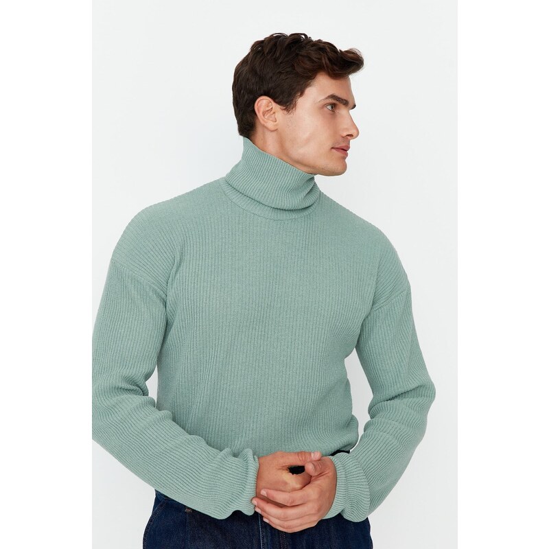 Trendyol Mint Oversize Wide Fit Turtleneck Basic Sweater