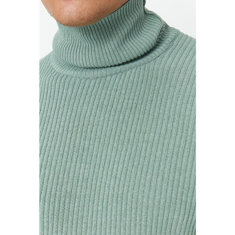 Trendyol Mint Oversize Wide Fit Turtleneck Basic Sweater