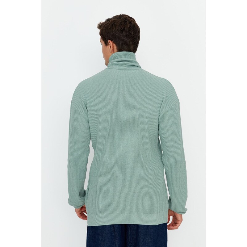 Trendyol Mint Oversize Wide Fit Turtleneck Basic Sweater