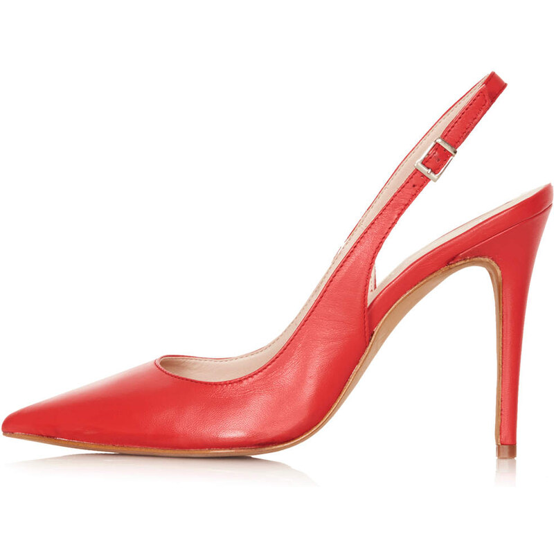 Topshop GECKO Red Leather Court Shoes