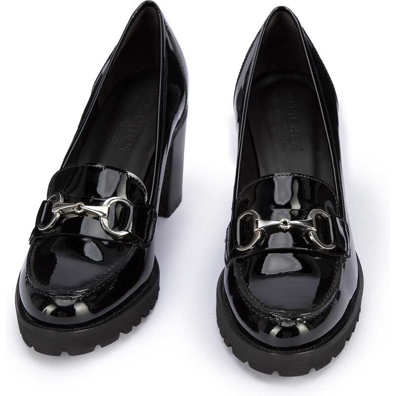 Dámské boty Wittchen, černo-stříbrná, lakovaná useň