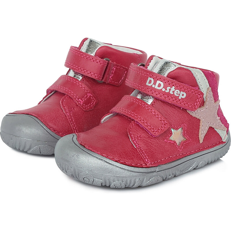 D.D. step barefoot dívčí dětské celokožené boty A073-445M Red