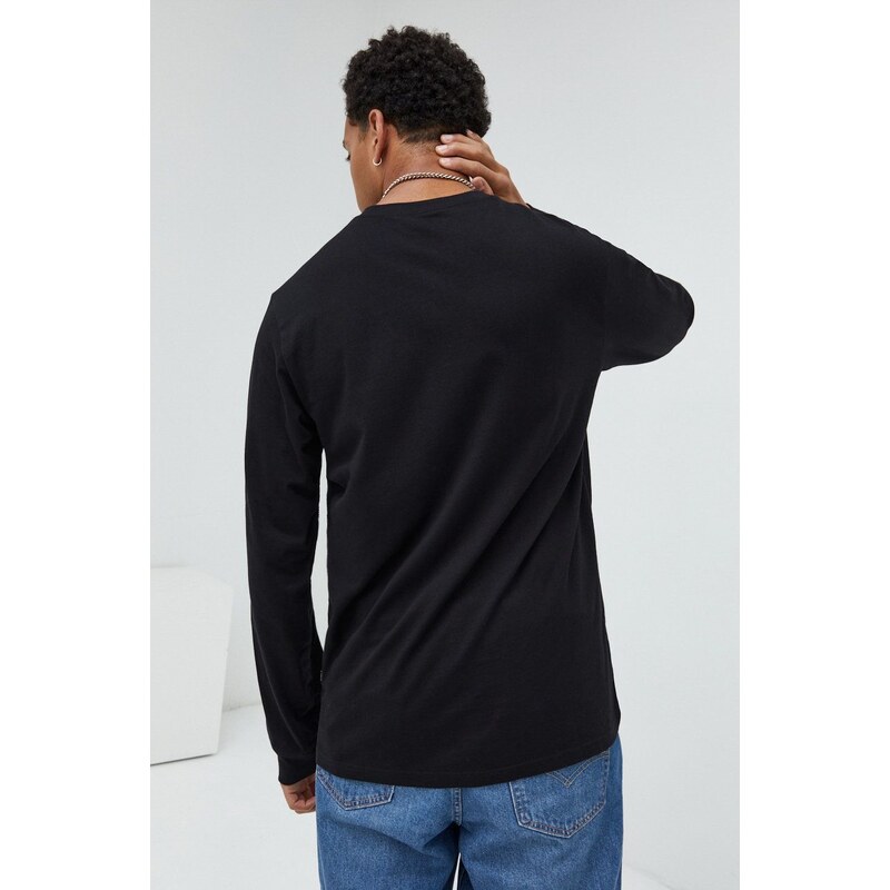 Bavlněné tričko s dlouhým rukávem Dickies černá barva, s potiskem, DK0A4Y4RBLK1-BLACK