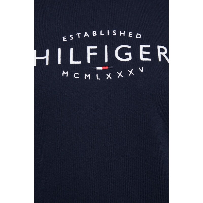 Bavlněná mikina Tommy Hilfiger dámská, tmavomodrá barva, s aplikací