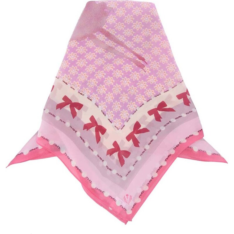 Růžový hedvábný šátek s mašličkami Fraas