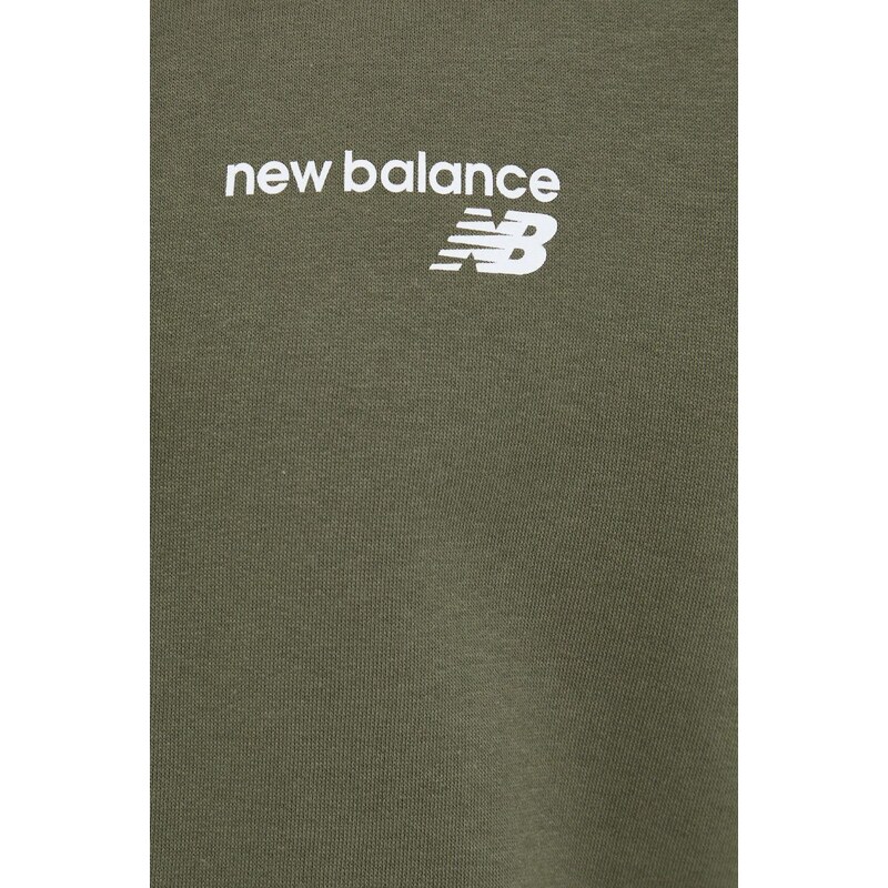 Mikina New Balance pánská, zelená barva, hladká