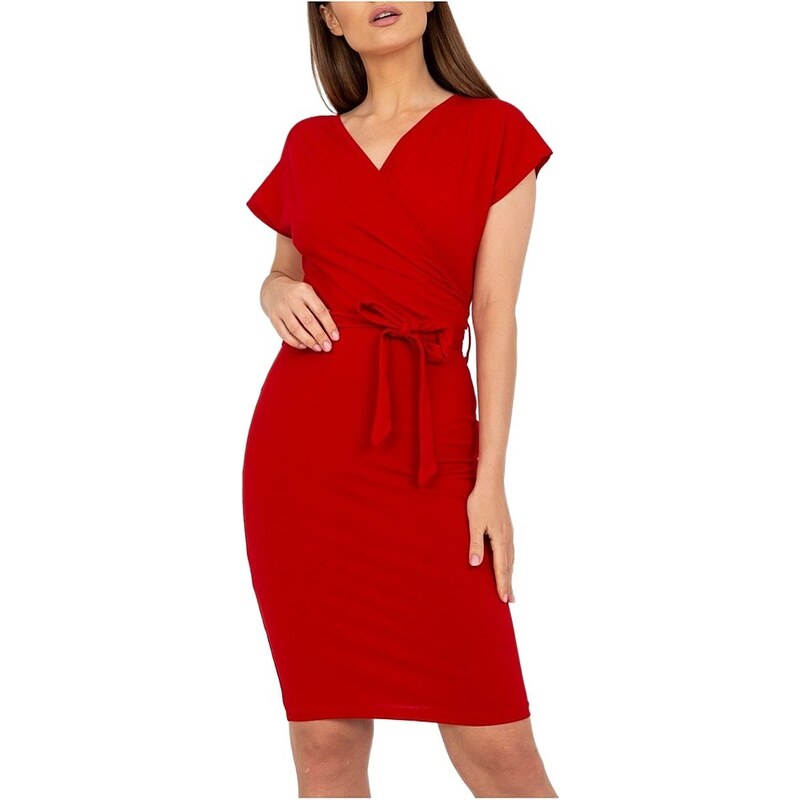 červené elegantní šaty s vázáním