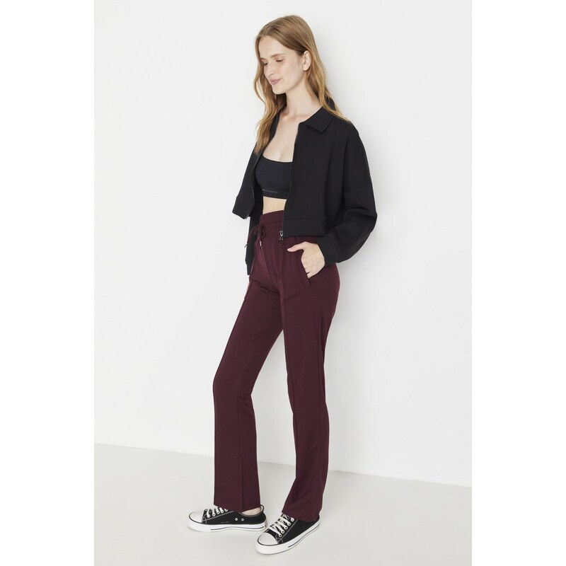 Trendyol Plum Straight Thin, pletené tepláky